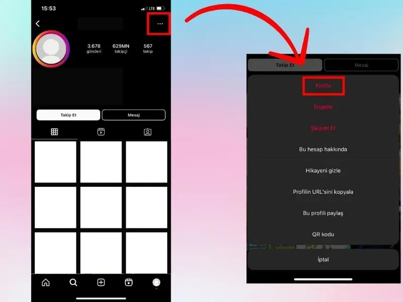 kullanıcıyı mesajlardan kısıtlama