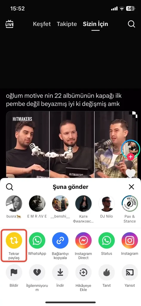 tiktok tekrar paylasma nasil yapilir